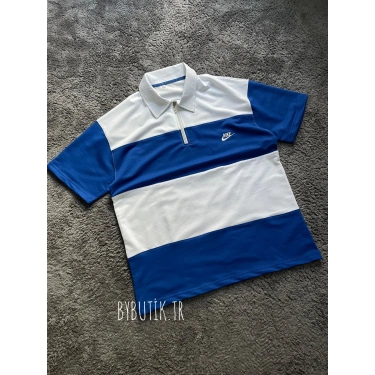 NK POLO YAKA UNISEX OVERSIZE TSHIRT (MAVİ)