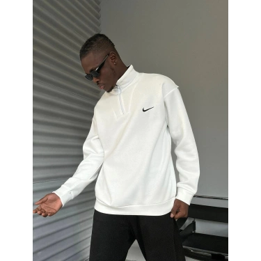 NK Yarım Fermuarlı Şardonlu Sweatshirt