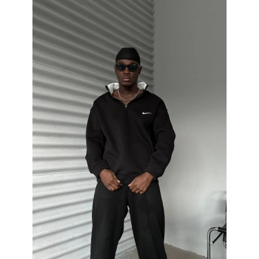 NK Yarım Fermuarlı Şardonlu Sweatshirt