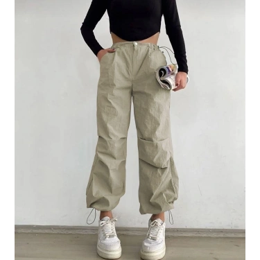 KARGO PARAŞÜT PANTOLON(KREM)