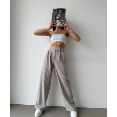 Velcrolu Kadın Keten Pantolon