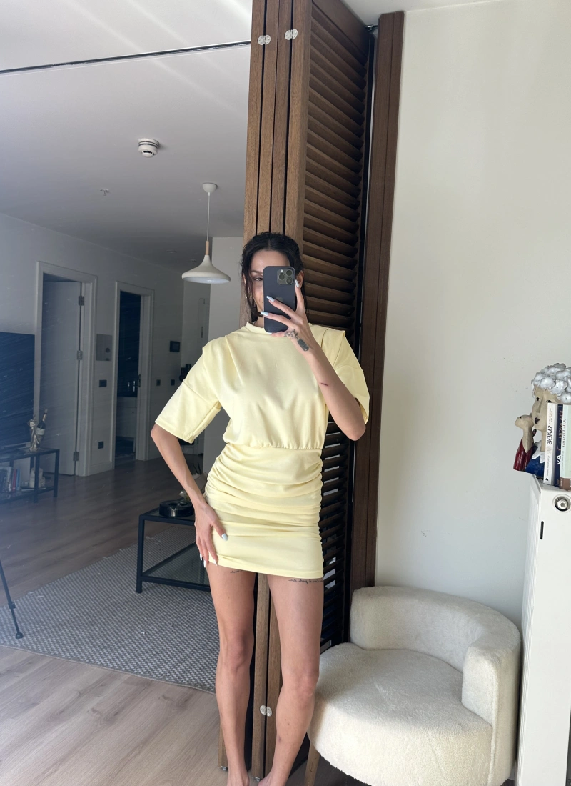 Avena Drape Detaylı Elbise Sarı