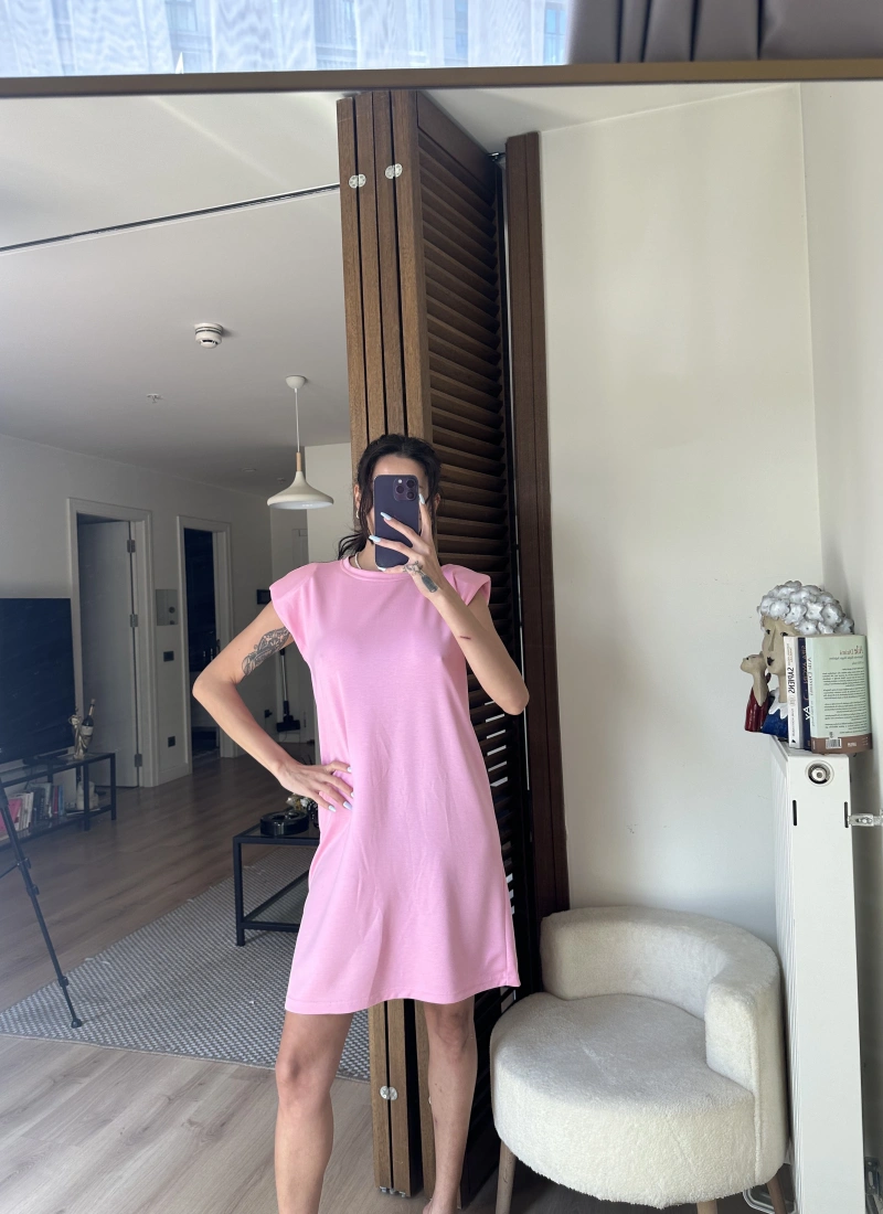 Daisy Vatkalı Elbise Pembe