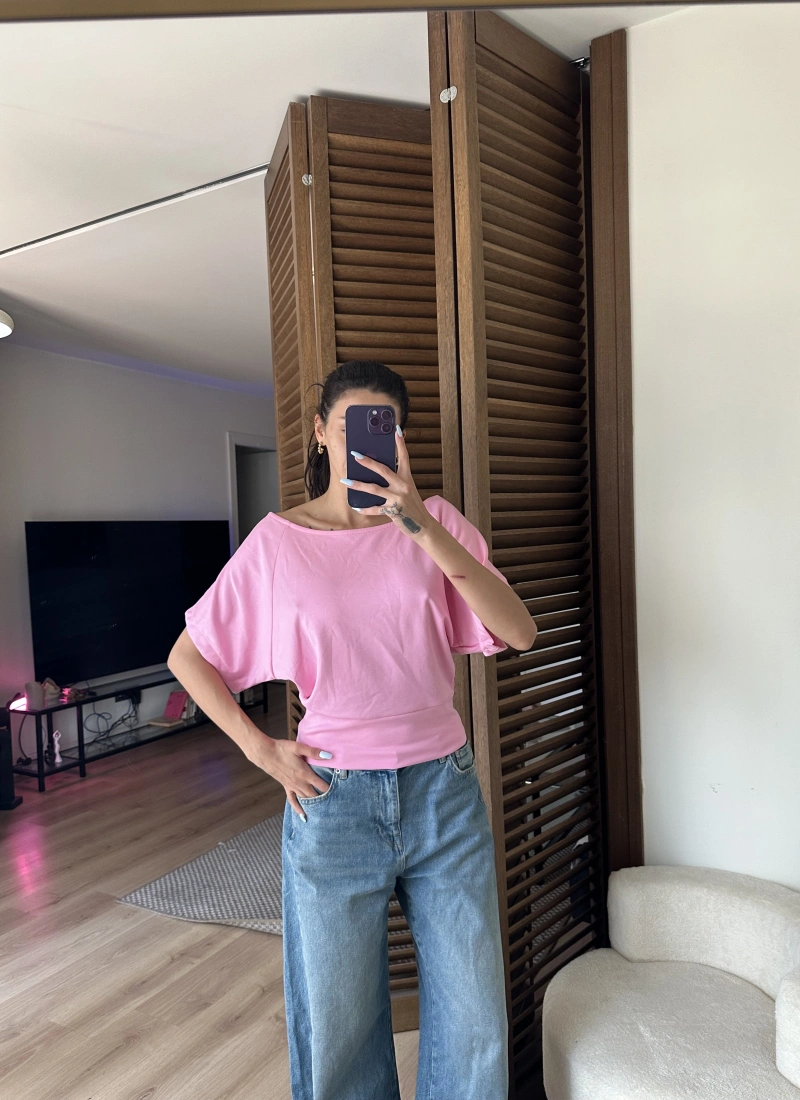 Mila Düşük Omuz Bluz Pudra