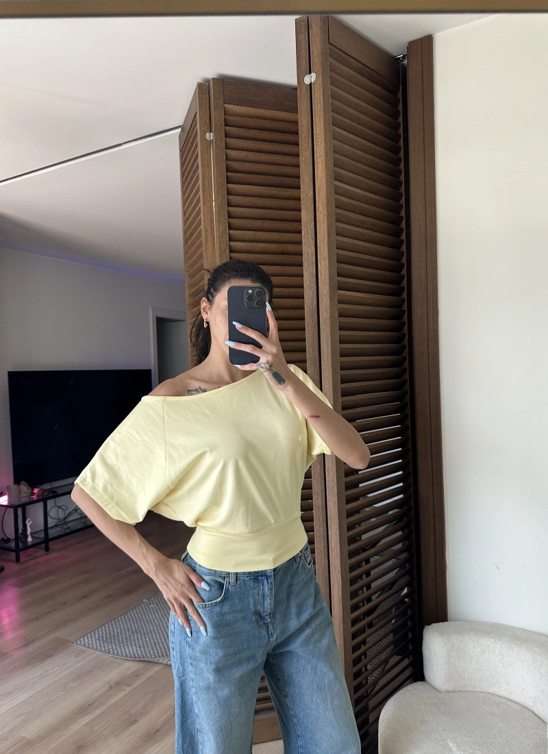 Mila Düşük Omuz Bluz Sarı