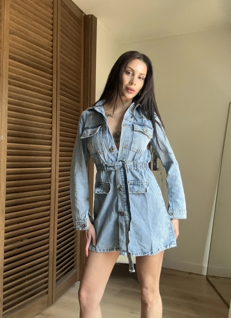 Nola Denim Elbise Açık Mavi