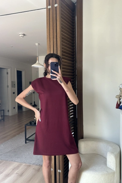 Daisy Vatkalı Elbise Bordo
