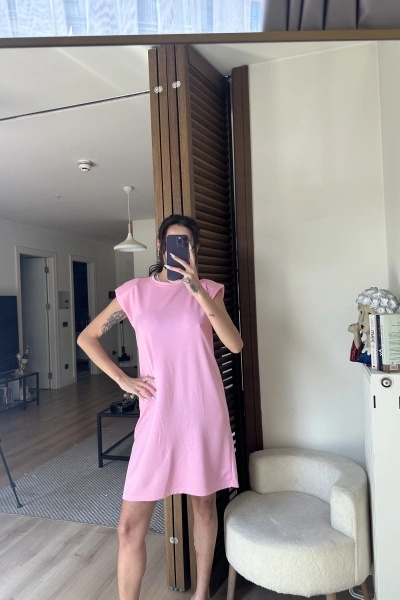 Daisy Vatkalı Elbise Pembe