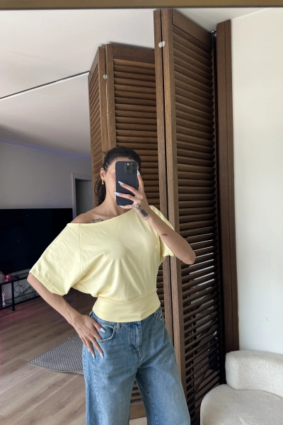 Mila Düşük Omuz Bluz Sarı