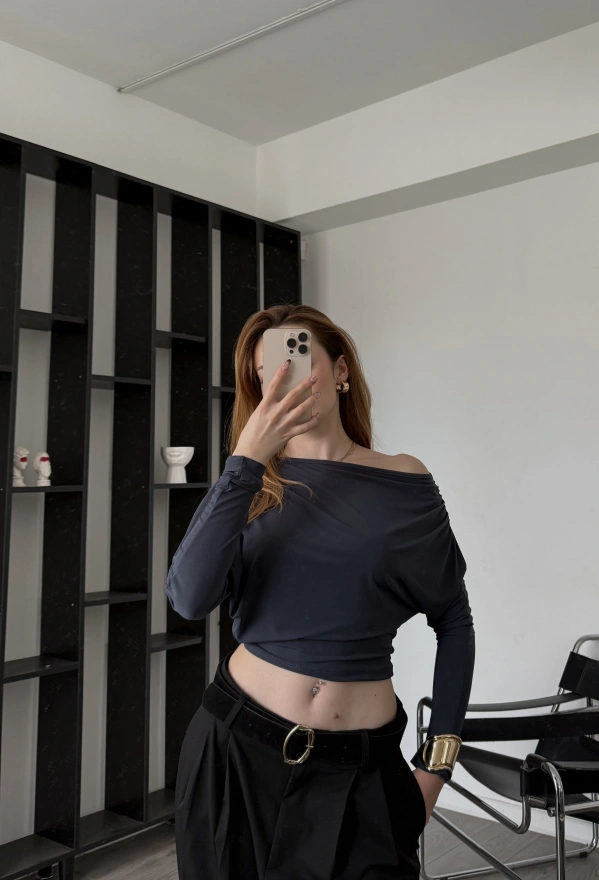 Antrasit Olena Yarasa Kol Bluz