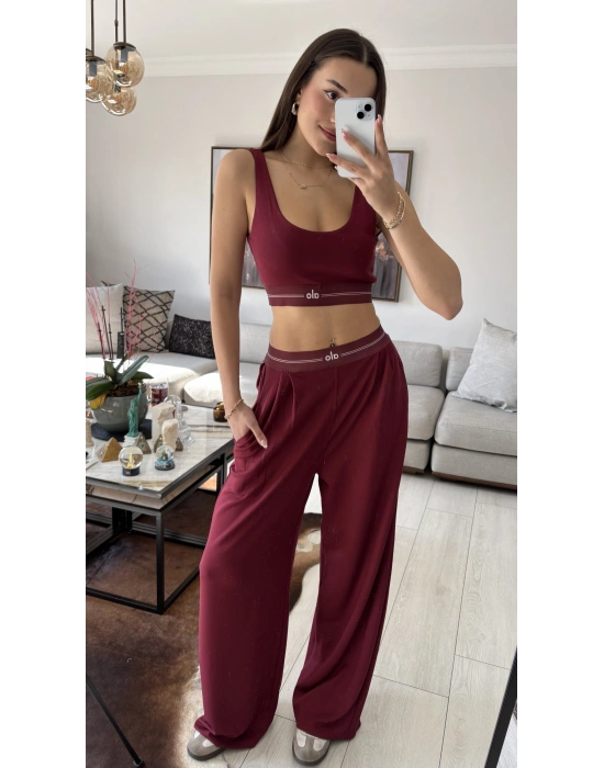 Bordo Muadil Büstiyer Eşofman Takım