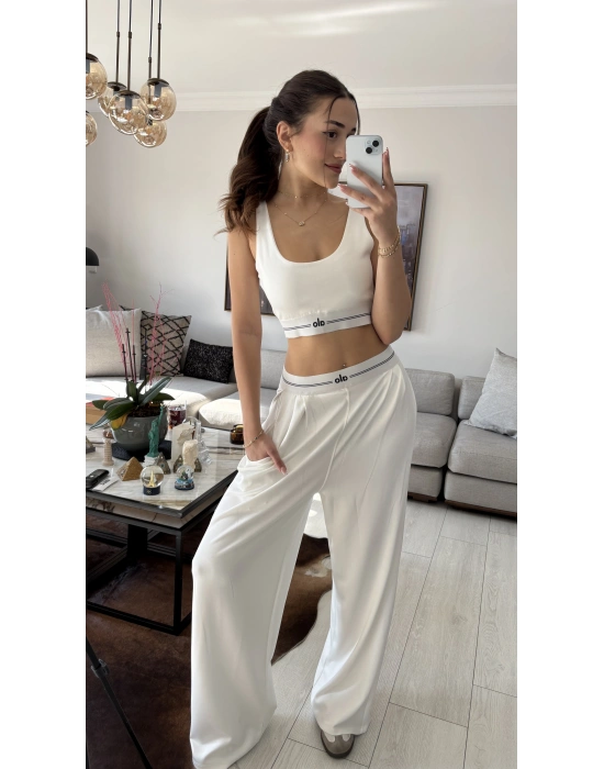 Beyaz Muadil Büstiyer Eşofman Takım