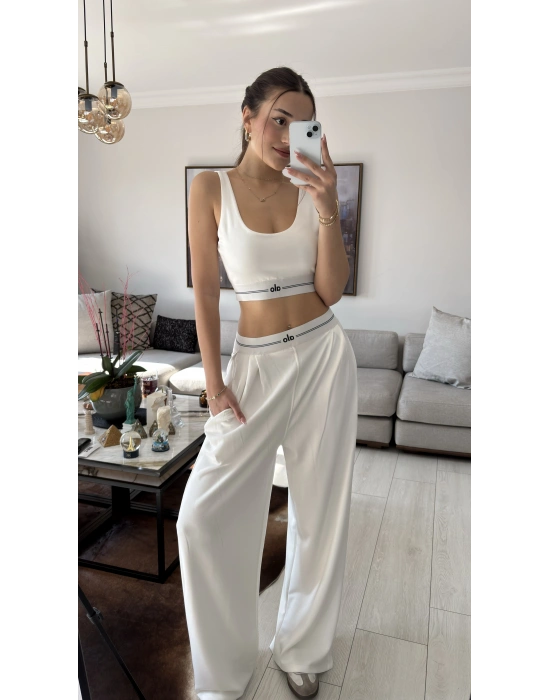 Beyaz Muadil Büstiyer Eşofman Takım