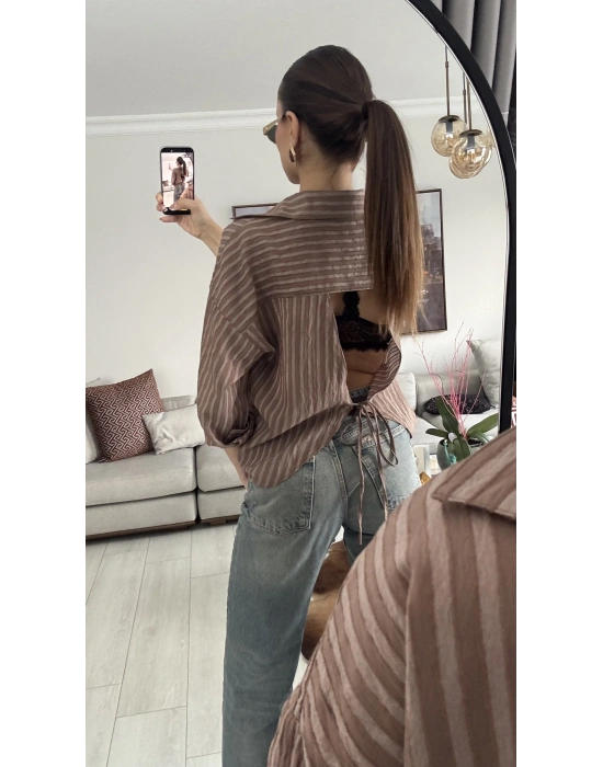 Maggy Kahverengi Sırt Dekolteli Gömlek