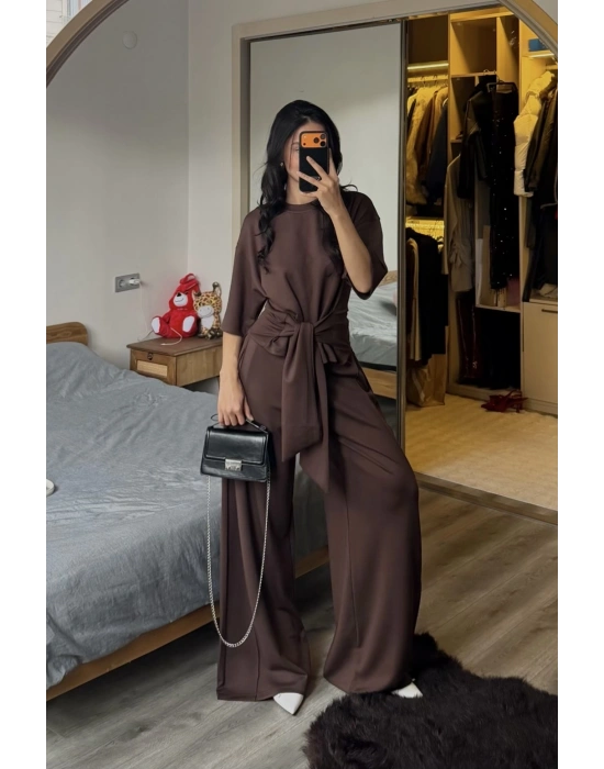 Rachel Kahverengi Bel Kuşaklı Modal Takım