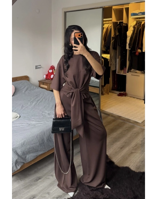 Rachel Kahverengi Bel Kuşaklı Modal Takım