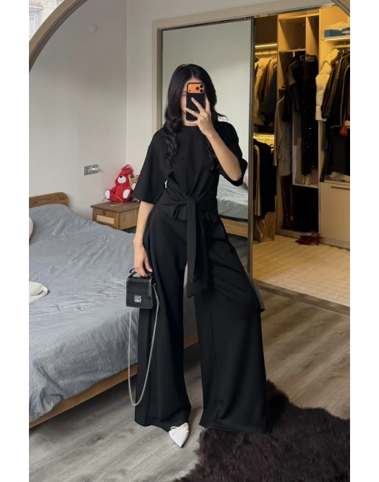 Rachel Siyah Bel Kuşaklı Modal Takım