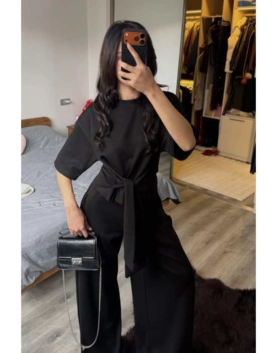 Rachel Siyah Bel Kuşaklı Modal Takım