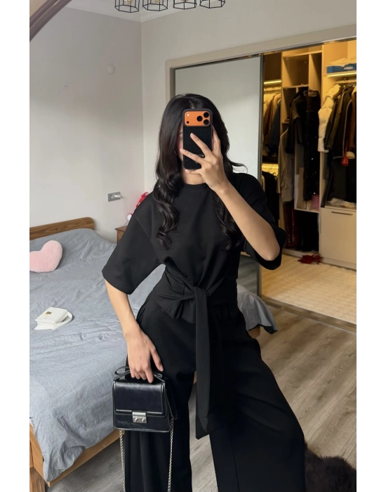 Rachel Siyah Bel Kuşaklı Modal Takım