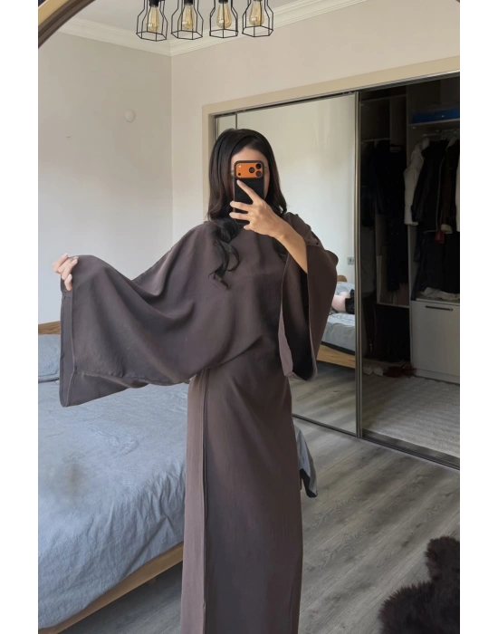 Kahve Massi Muadil Bağcıklı Elbise