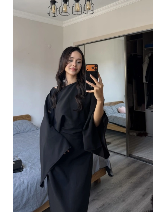 Siyah Massi Muadil Bağcıklı Elbise