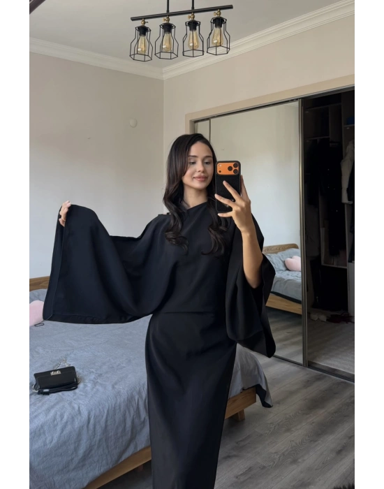 Siyah Massi Muadil Bağcıklı Elbise