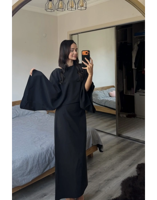 Siyah Massi Muadil Bağcıklı Elbise