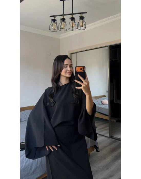 Siyah Massi Muadil Bağcıklı Elbise