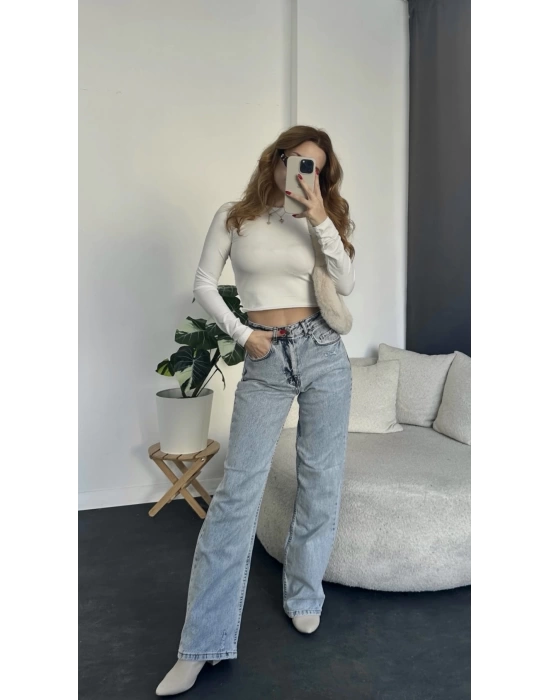 Açık Mavi Zr Marka Straight Fit Jean