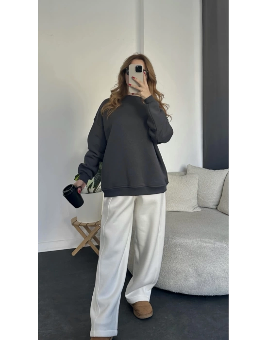 Antrasit Basic Oversize Sweatshirt