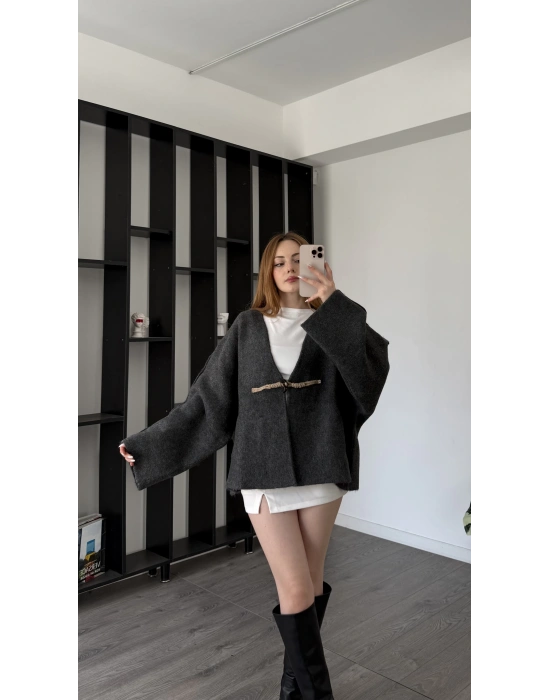Antrasit Elira Kalın Ceket Hırka