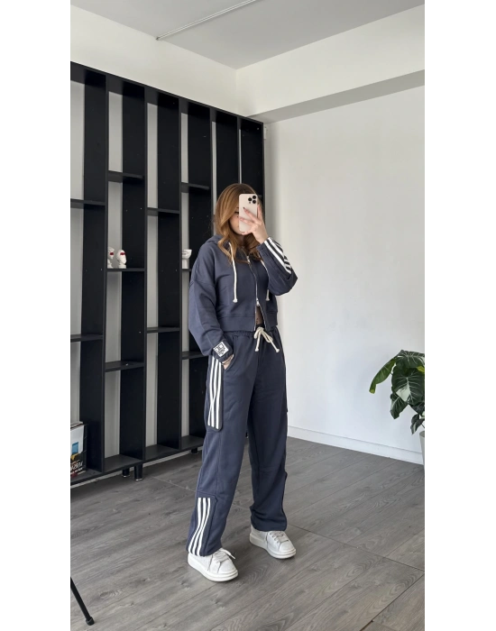 Antrasit Enny Çizgili Eşofman Takımı