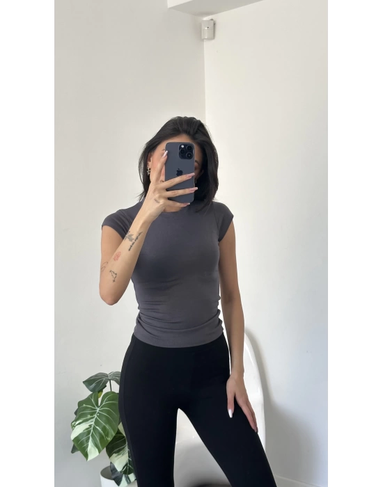 Antrasit Oys Marka Etiketli Soft Touch Tshirt