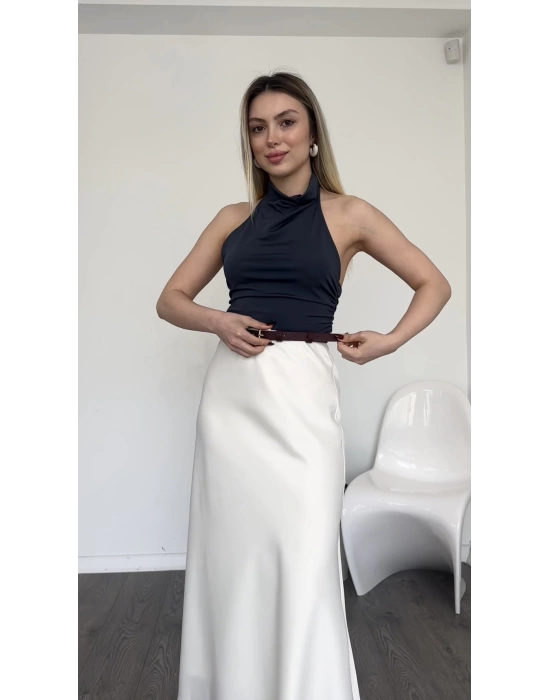 Antrasit Sophia Sırt Dekolteli Bluz
