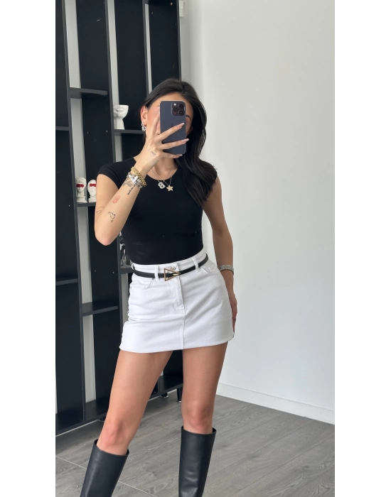 Becca Beyaz Denim Etek