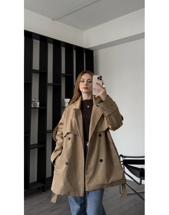 Bej Aurora Kuşaklı Trençkot