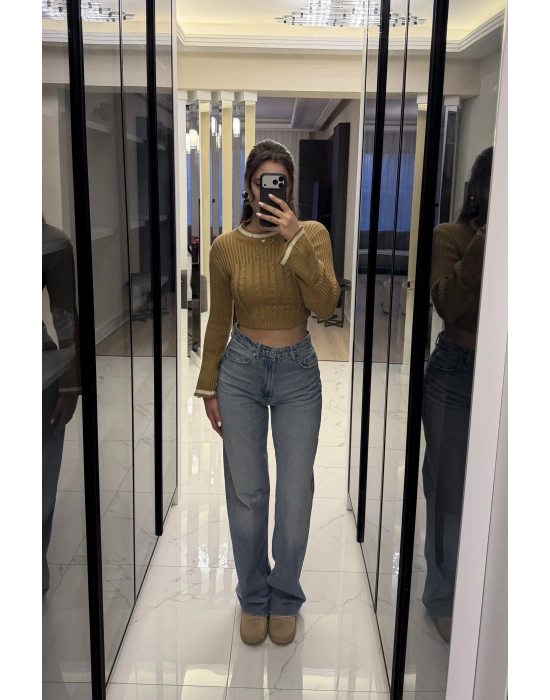 Bej Blair Volan Kol Triko Kazak