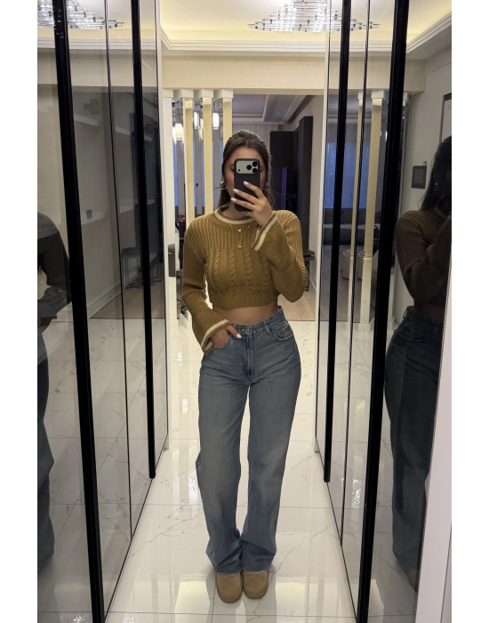 Bej Blair Volan Kol Triko Kazak