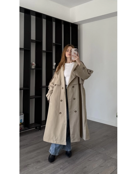 Bej Shae Oversize Premium Trençkot