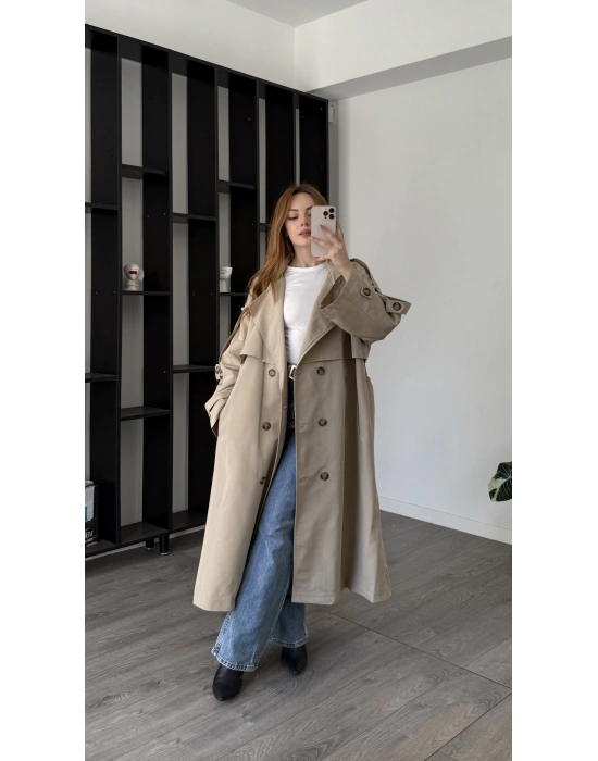 Bej Shae Oversize Premium Trençkot