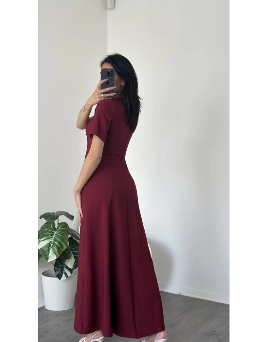 Bella Bordo Kare Yakalı Maxi Elbise