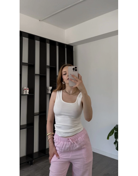 Beyaz Aden Kalın Askılı Basic Atlet