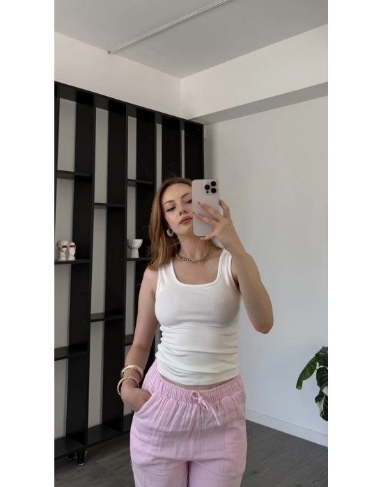 Beyaz Aden Kalın Askılı Basic Atlet