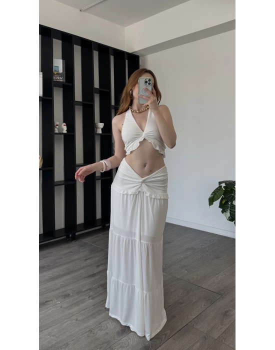 Beyaz Aria 2’li Fırfırlı Takım