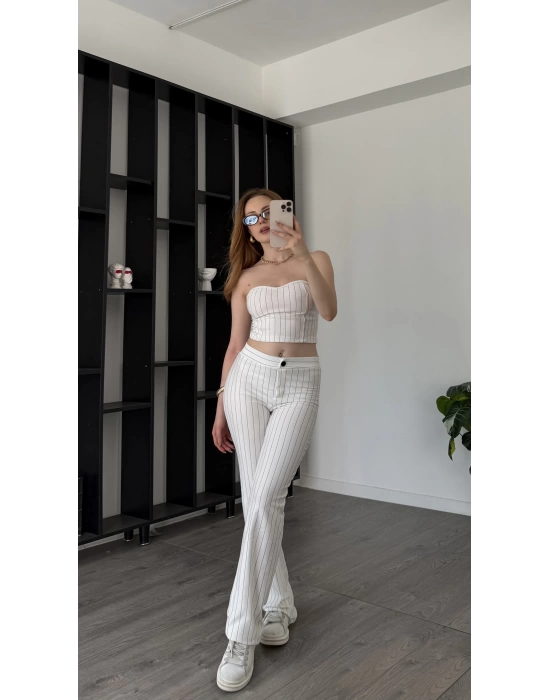 Beyaz Femma Çizgili 2’li Takım