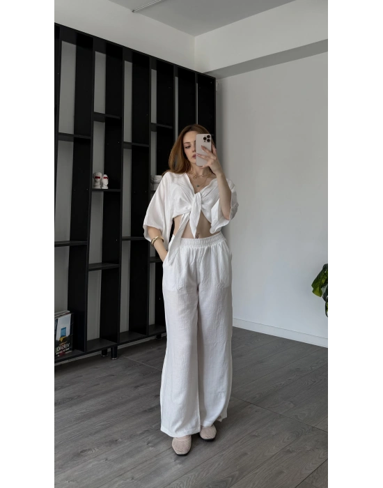Beyaz Solena Bağlamalı 2’li Takım