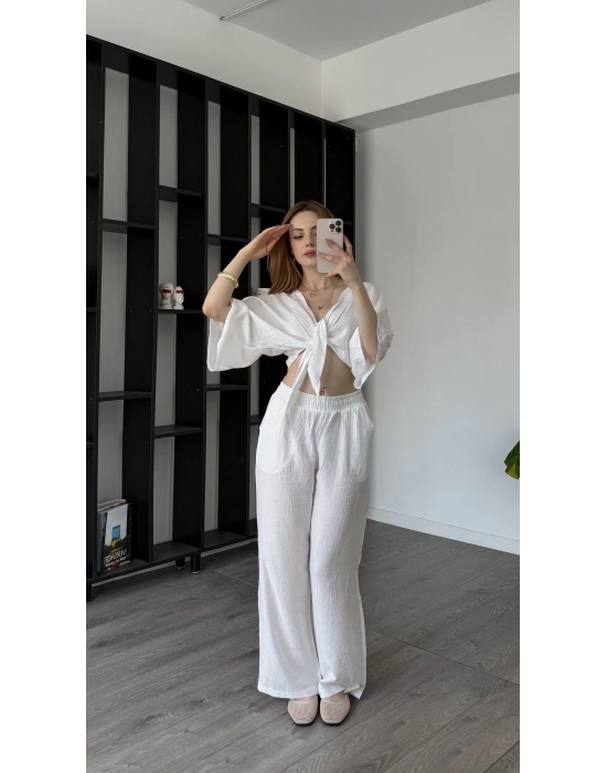 Beyaz Solena Bağlamalı 2’li Takım