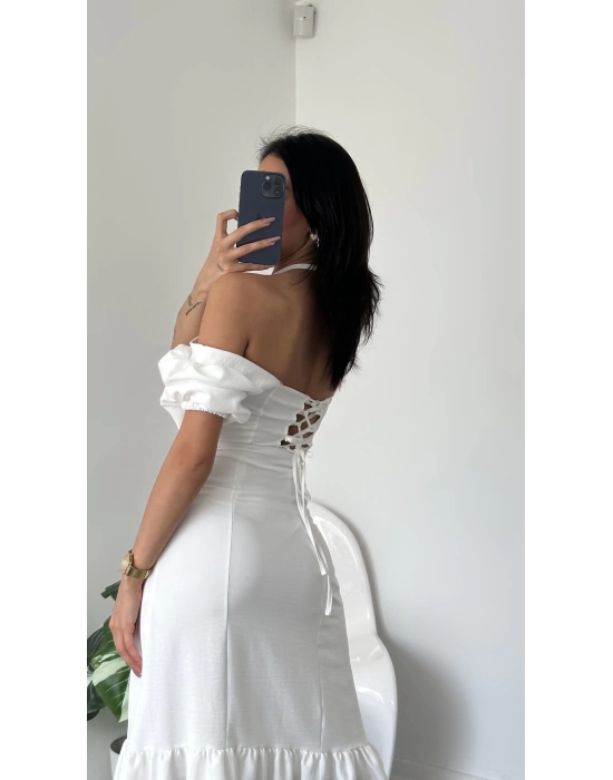 Beyaz Talia Etek Büstiyer Takım