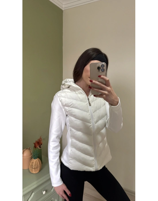 Beyaz Viral Muadil Slim Fit Mont