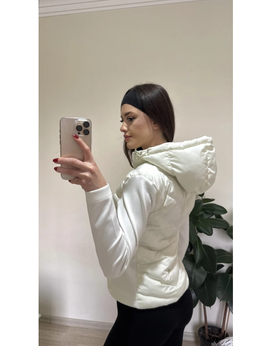 Beyaz Viral Muadil Slim Fit Mont